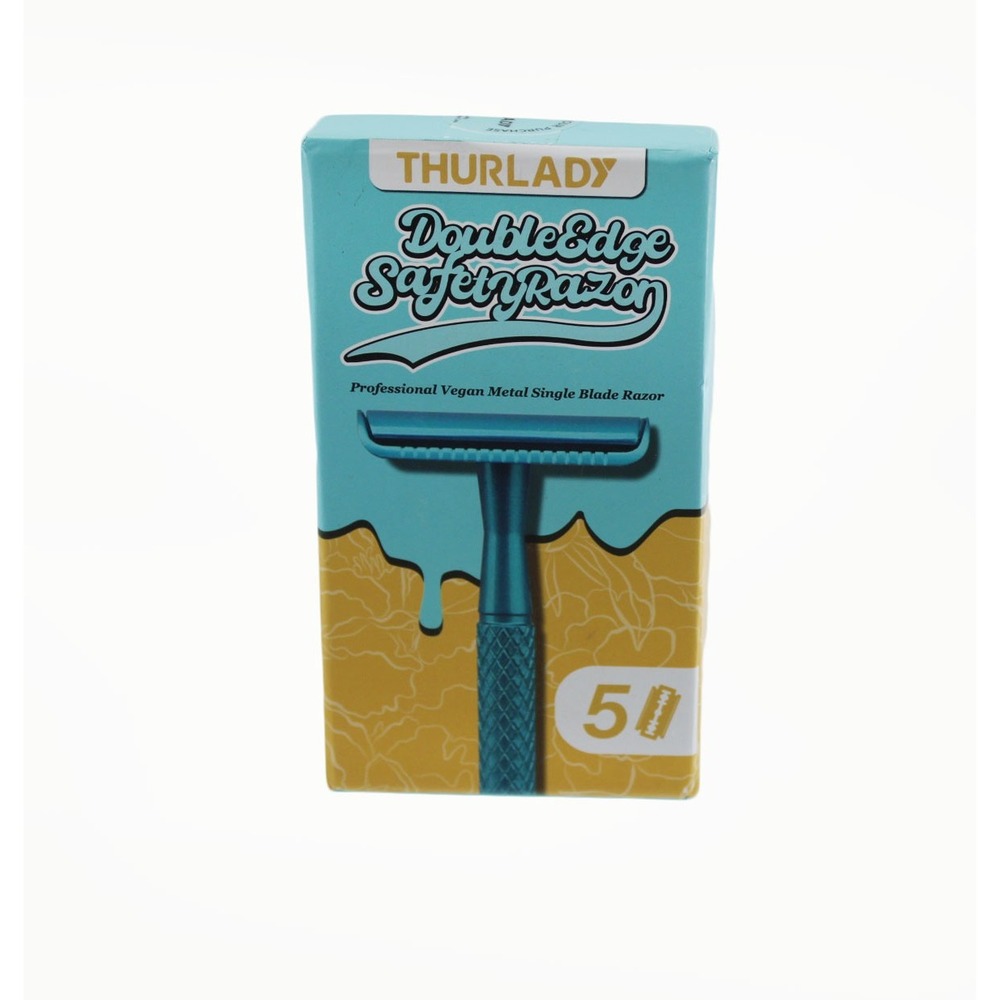 THURLADY Double Edge Safety Razor Professional Vegan Metal Single Blade Teal